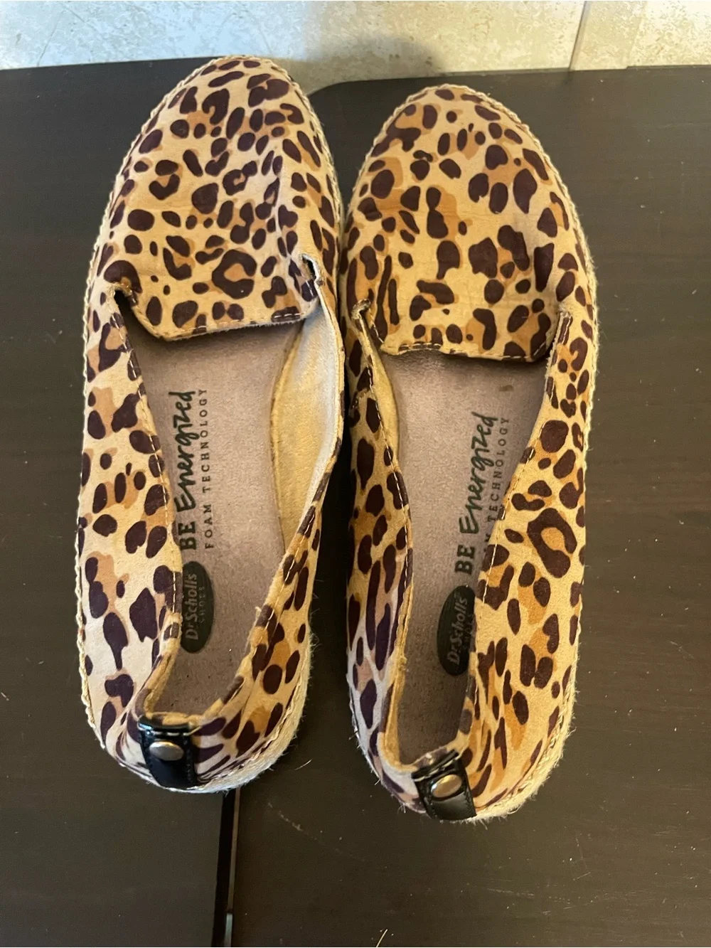 Dr. Scholl's Be Energized Foam Leopard Print Espadrille Slip-On - Tan and Brown